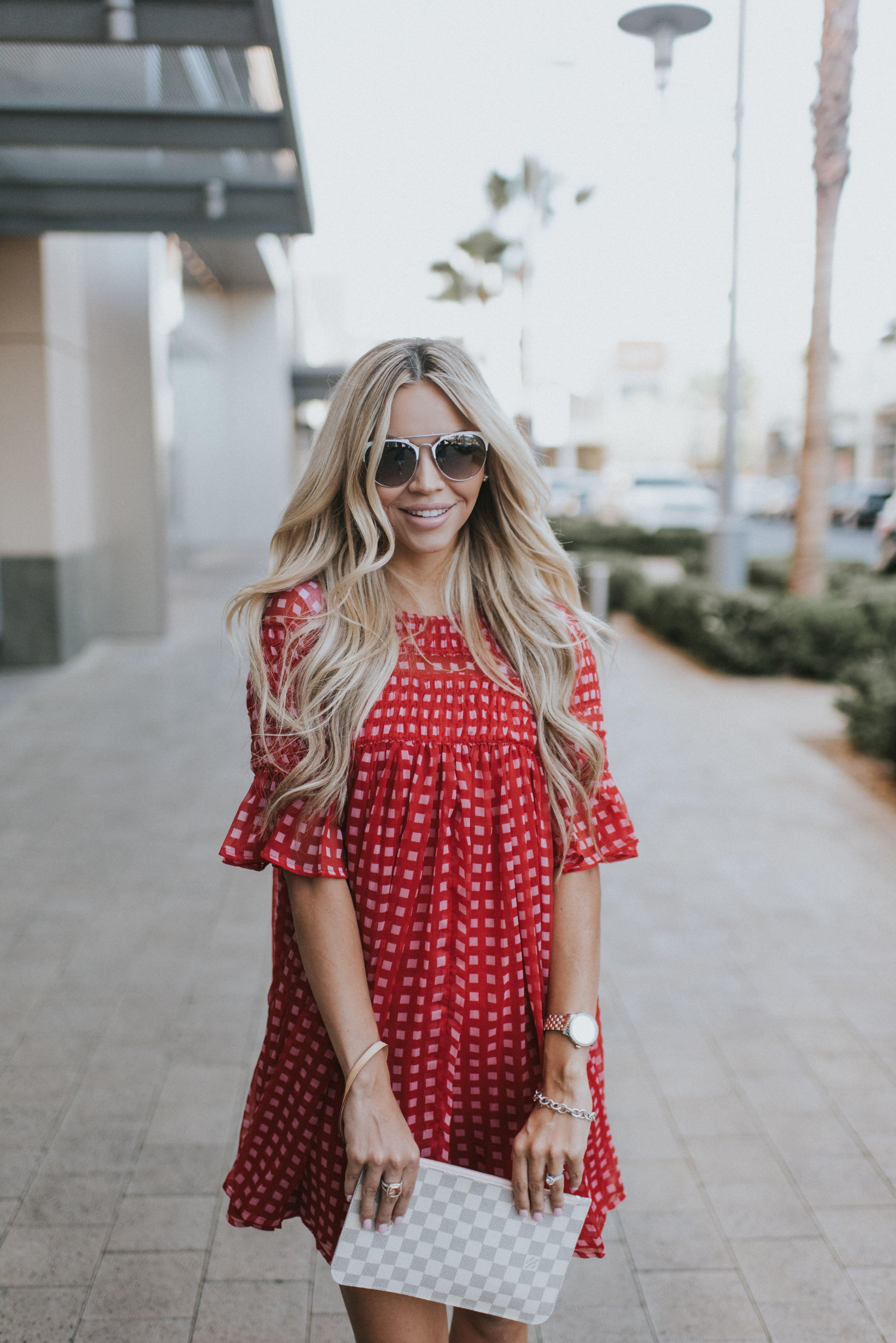 red white gingham dress