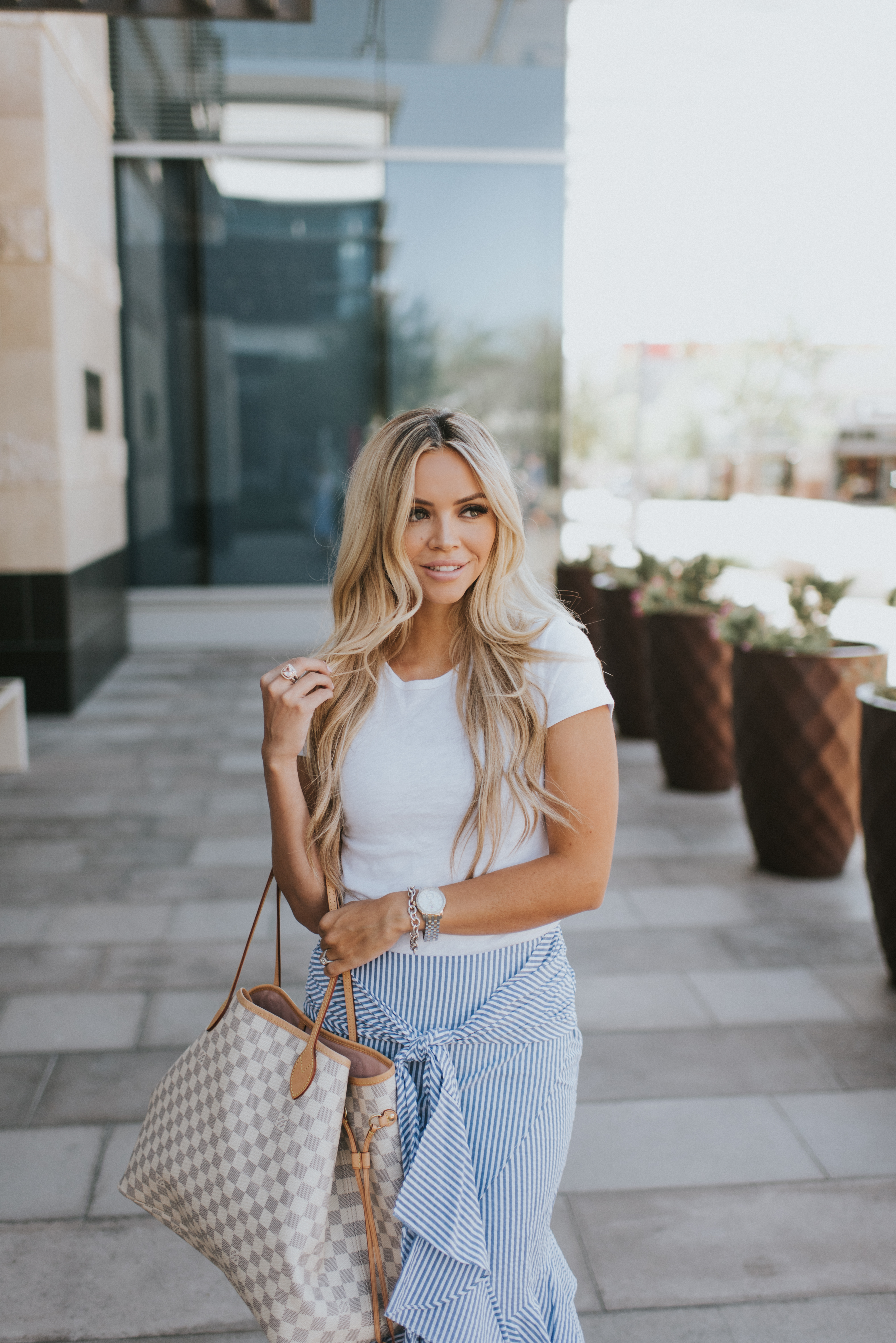 Ruffled Skirt With Blue And White Stripes | Truly Destiny Blog