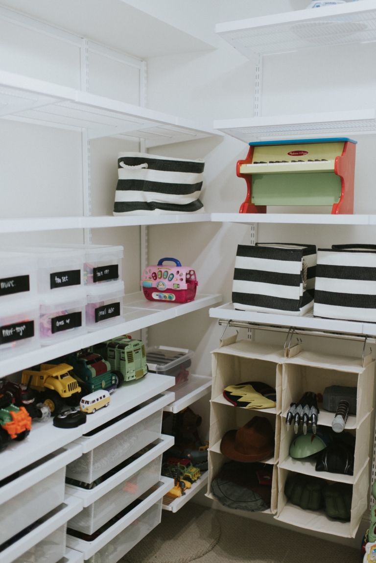 Our Playroom Closet With The Container Store | Truly Destiny